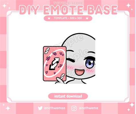 DIY Custom Emote Base for Twitch/discord Draw Your Own Chibi Template Cute Kawaii Uno Reverse ...