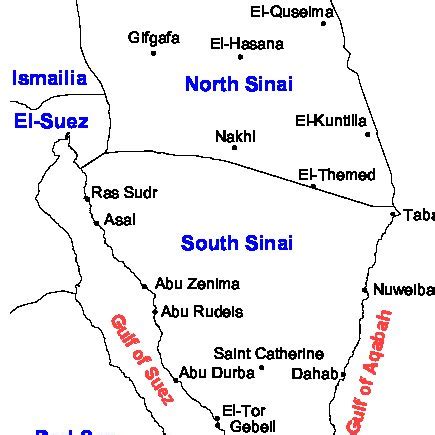 Sinai Peninsula and North and South Sinai governorates. | Download Scientific Diagram