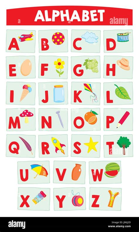 Cartoon alphabet for kids education poster. Learning alphabet letters. Vector illustration Stock ...