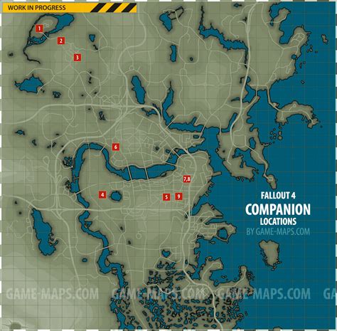 Companion Locations Map - Fallout 4 | game-maps.com