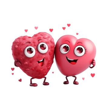 Cute Happy Cartoon Heart Characters For Romantic Valentines Day Love Design Concept, Cute Love ...