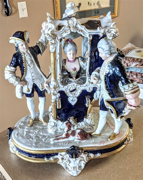 Royal Dux Bohemia Porcelain Statue Rococo Sedan Chair Carriage Figurines : สำนักงานสิทธิประโยชน์ ...