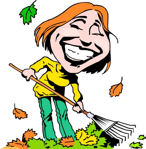 Vector Illustration Of Woman Raking Autumn Leaves With - Raking Leaves Clipart - Full Size ...