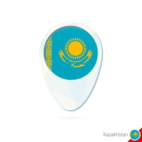 Premium Vector | Kazakhstan flag location map pin icon on white background