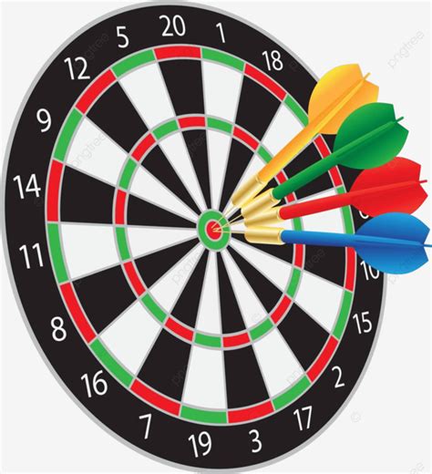 Papan Dart Dengan Anak Panah Mengenai Skor Keberhasilan Menggambar Bullseye Vektor, Menggambar ...