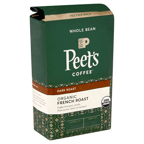 Peet's Coffee Organic French Dark Roast Whole Bean Coffee Peetnik Pack ...