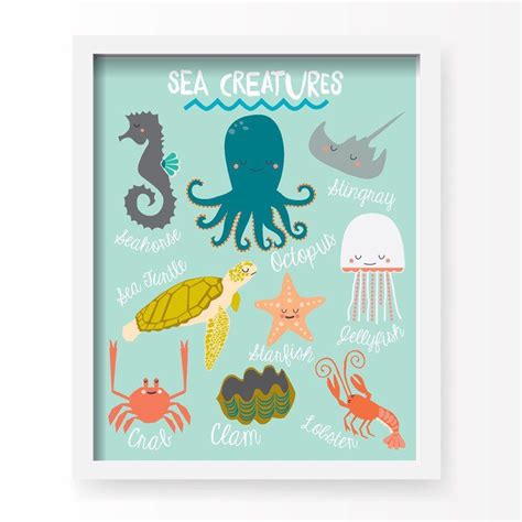 I Love Sea Life! Art Print Sea Life Nursery, Ocean Themed Nursery, Nautical Nursery, Nautical ...
