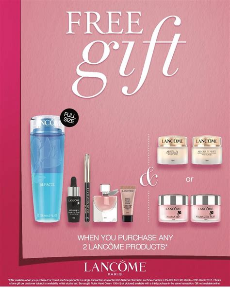 #Lancôme promotion now on! FREE gift when you purchase ANY TWO #Lancôme products!! #Makeup # ...