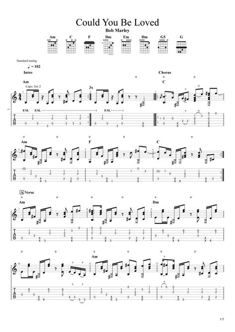 Could You Be Loved Bob Marley - Fingerstyle Guitar Tab - KellyValleau