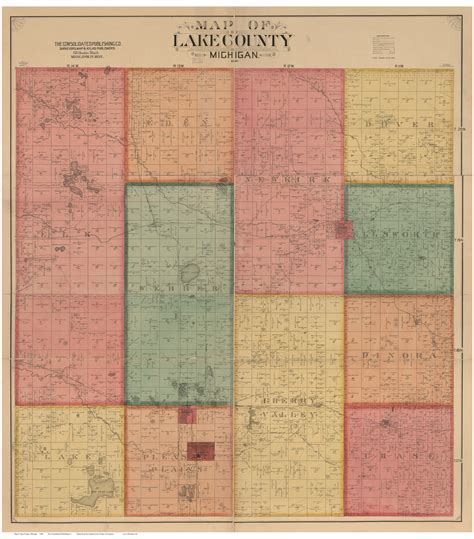 Lake County Michigan 1900 - Old Map Reprint - OLD MAPS