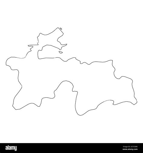 Tajikistan - solid black outline border map of country area. Simple flat vector illustration ...