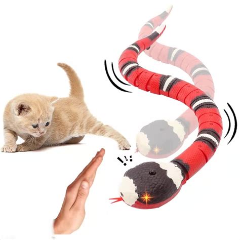 CHUWUJU Realistic Smart Sensing Snake Cat Toy Automatically Sense Obstacles and Escape, S-Shaped ...