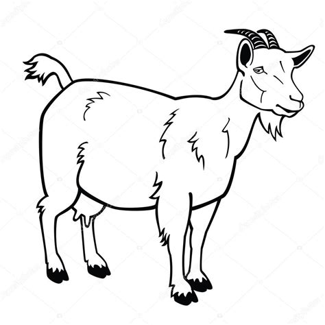 Standing goat black and white image — Stock Vector © insima #13143569