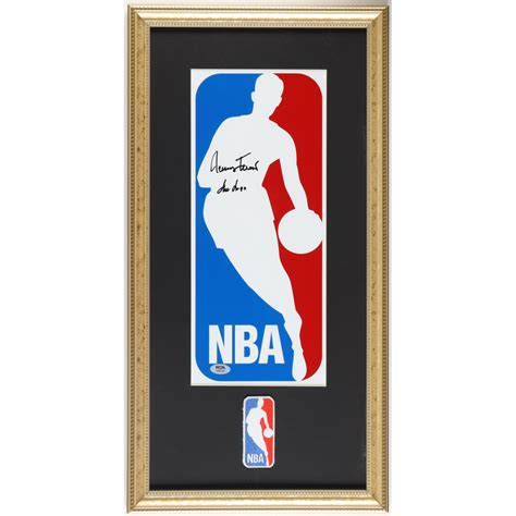 Jerry West Signed NBA Logo Custom Framed Photo Display With Cloth NBA Logo Patch Inscribed "The ...