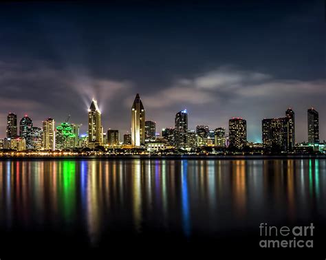 San Diego Skyline At Night Photograph by Ken Johnson