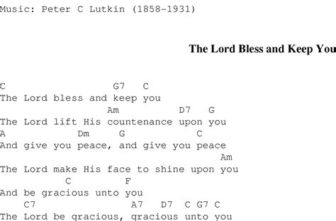 The Lord Bless and Keep You - Christian Gospel Song Lyrics and Chords