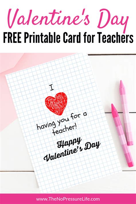 Free Printable Teacher Valentine's Day Card That Goes With Any Gift | Teacher valentine cards ...