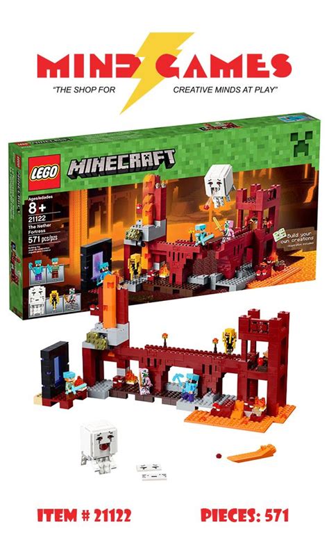 LEGO Minecraft: The Nether Fortress | Lego minecraft, Lego kits, Lego