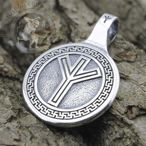 Algiz rune silver pendant - Hephaestus665