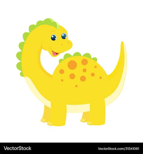 Cute cartoon green childish yellow dinosaur Vector Image