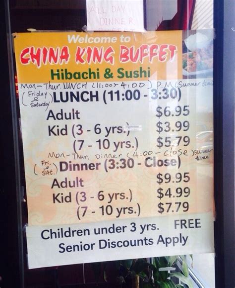 Menu at China King Buffet restaurant, Morganton