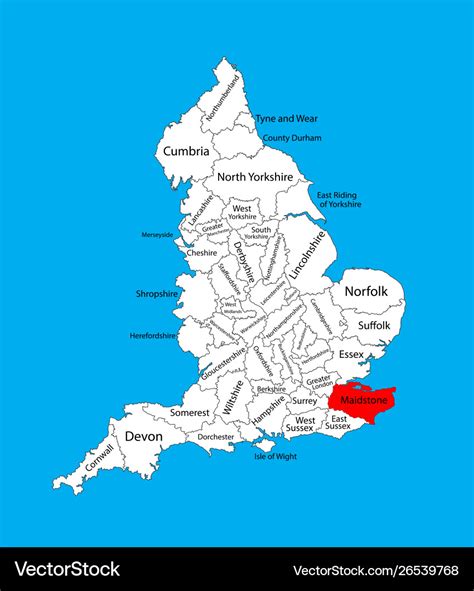 Map kent south east england united kingdom Vector Image