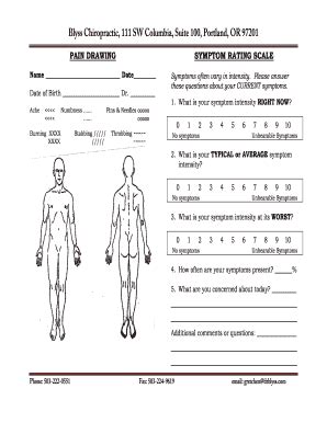 PAIN DRAWING SYMPTOM RATING SCALE - Blyss Chiropractic - Fill and Sign ...