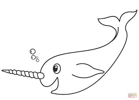 Narwhal coloring page | Free Printable Coloring Pages