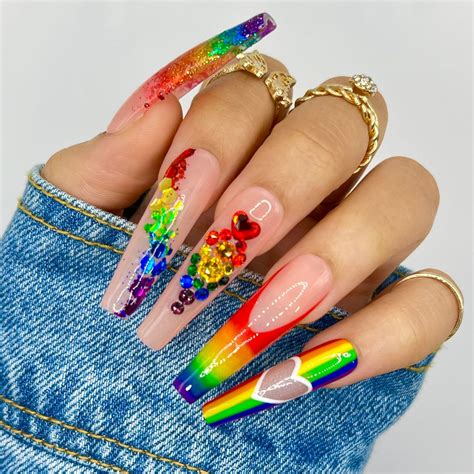 Rainbow Diva Press on Nails Glue on Nails Pride Nails LGBTQ Nails Stick ...