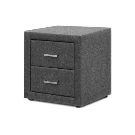 Artiss 2x Bedside Table Elegant Fabric Nightstand Cabinet 2 Drawers Chest Grey 9350062125267 | eBay