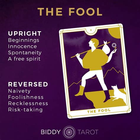 Fool Tarot Card Meanings | Biddy Tarot | Biddy tarot, Tarot card meanings, Learning tarot cards