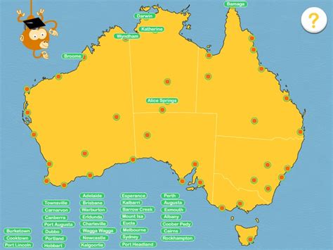 Australia Cities Map Quiz by Abécédaire