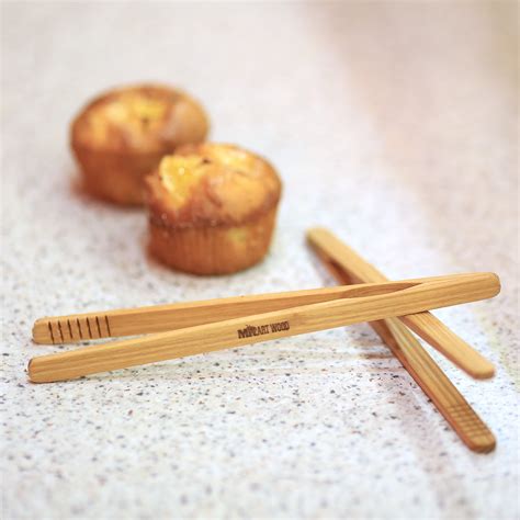 Mr.Art Wood Ultra Grip Wooden Kitchen Tongs - Ash (Set of 2)