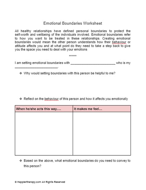 Emotional Boundaries Worksheet | HappierTHERAPY