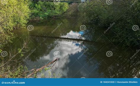 Rope Bridge Above the Water in the Middle of the Forest Stock Photo ...