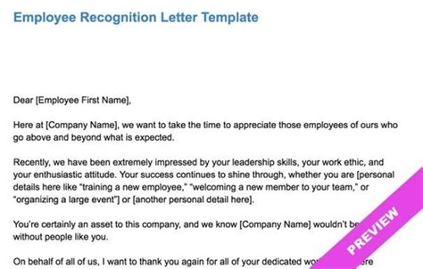 Employee Recognition Letter Template | Hourly Workforce Tracking