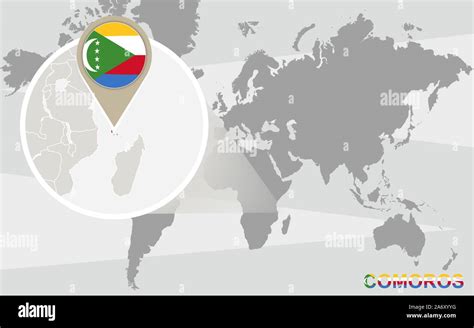 World map with magnified Comoros. Comoros flag and map Stock Vector Image & Art - Alamy