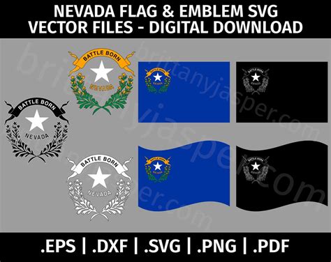 Nevada Flag SVG Vector Clip Art Cut Files for Cricut, Silhouette Eps ...