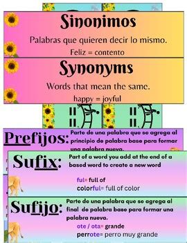 Bilingual Sunflowers Teaching Resources | Teachers Pay Teachers