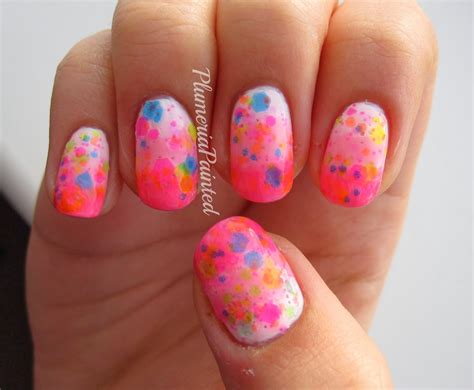 PlumeriaPainted: Pink Gradient Nails + Neon Glitter