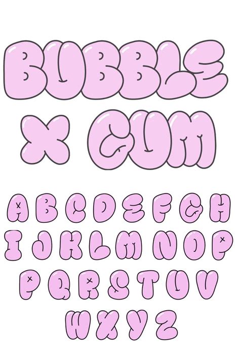 Bubble Gum Letters and Font - Typography in 2024 | Graffiti lettering alphabet, Graffiti ...