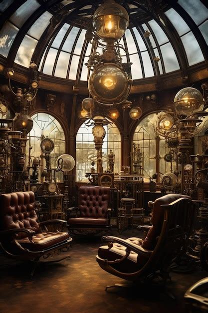 Premium AI Image | steampunk interior lab