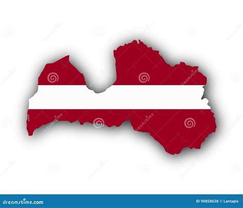 Map and flag of Latvia stock vector. Illustration of banner - 90858638