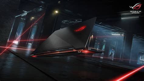 Download Asus Rog 4k Gaming Laptop And Lasers Wallpaper | Wallpapers.com