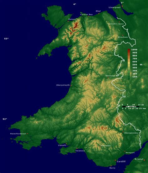 Large detailed physical map of Wales | Wales | United Kingdom | Europe ...