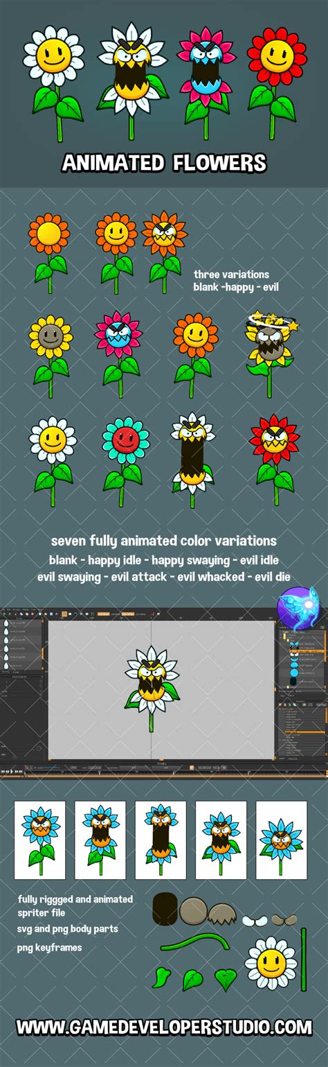 Animated flower game sprite