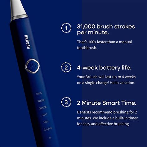 BRUUSH Electric Toothbrush Premium Set with 3 Replacement Heads - Cobalt Blue