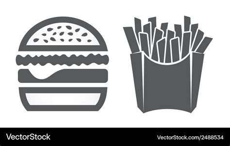 Hamburger and fries icons Royalty Free Vector Image