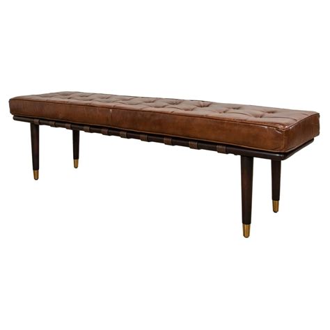 Mid Century Modern Leather Bench by Pearson at 1stDibs