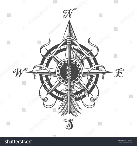 Antique Compass Rose Tattoo